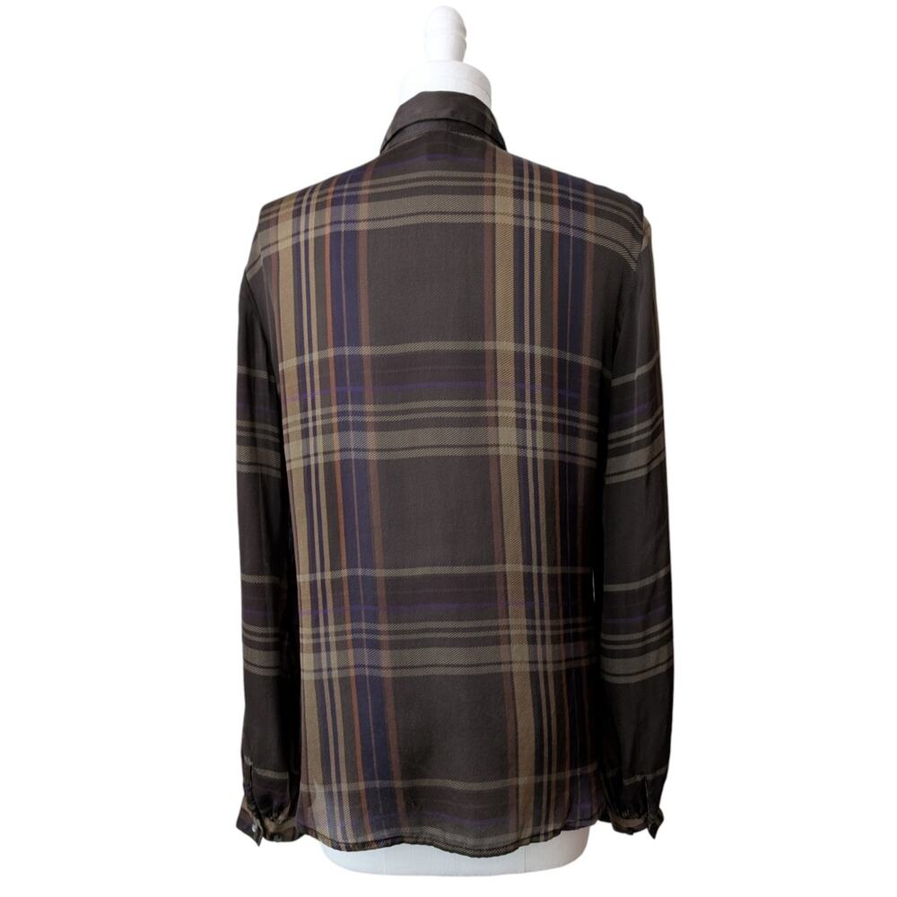 Lauren Ralph Lauren Vintage Silk Plaid Button Down Blouse - Picture 4 of 12